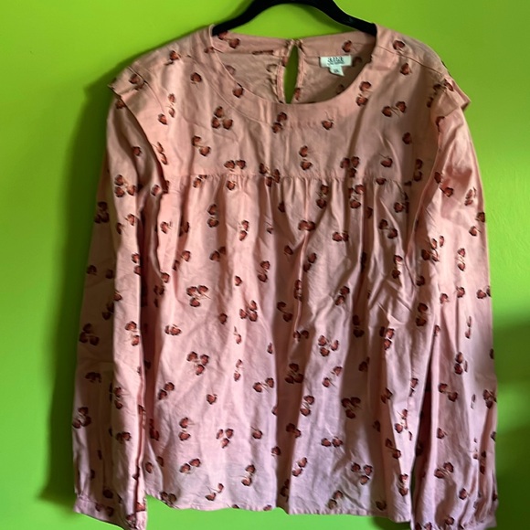 a.n.a Tops - A.N.A. Peach Floral Long Sleeve Blouse Size XXL